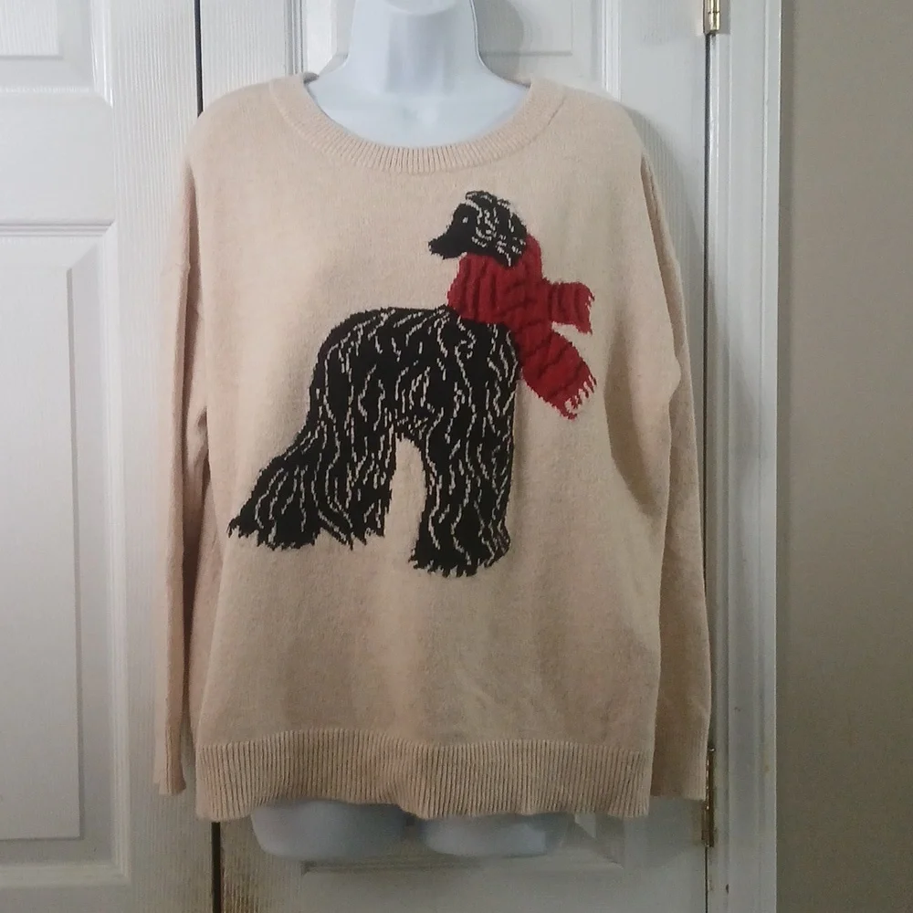Loft Afgan hound beige camel sweater Sz L EUC - Picture 1 of 8